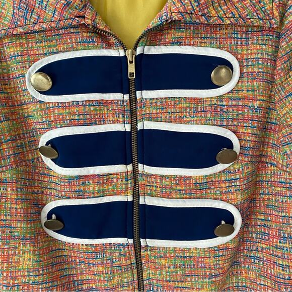 Dainty June Vintage 60s Inspired Vintage Look Gold Button Textured Blazer Jacket - Picture 7 of 11